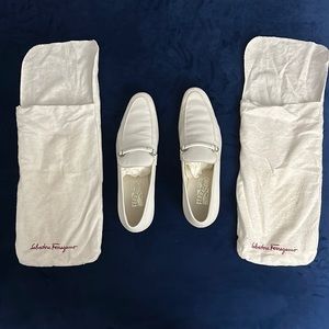 White Salvatore Ferragamo Loafers